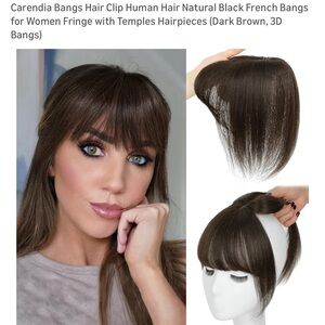 Dark Brown 3D Hair Clip Bangs for Women Fringe with Temples Hairpieces